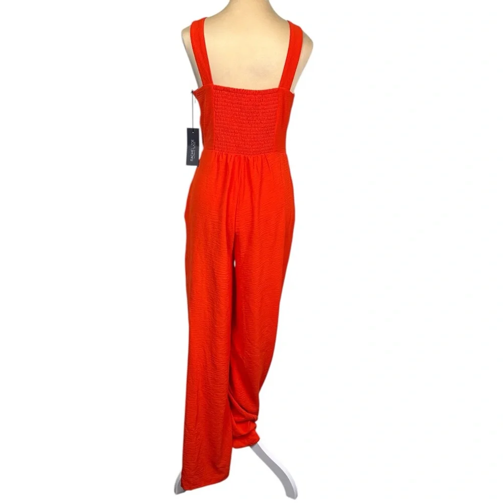 NWT Rachel Zoe Orange Square Bodice Smocked Back Tank Jumpsuit Romper Size 4 🔥🍊